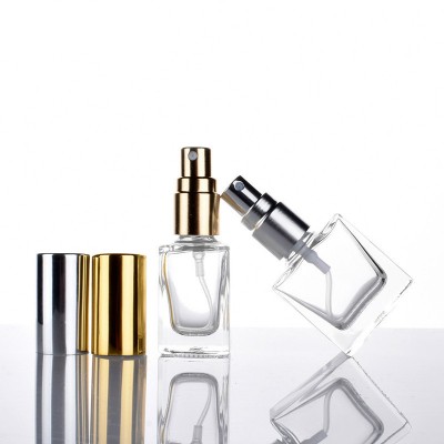 Luxury 15ml 30ml 50ml 100ml transparent square glass spray perfume bottle