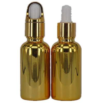 Wholesale 30ml empty nail polish gold plating glass bottle with glass dropper