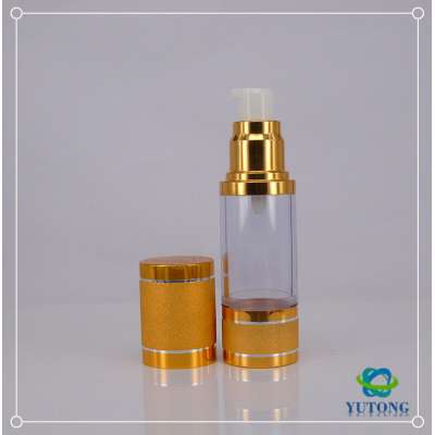 1oz 30ml vacuum plastic lotion bottle with squeeze pump golden plated airless bottles