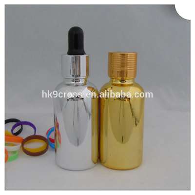 15ml 30ml silver plating glass dropper essential oil e liquid bottle with tamper proof cap