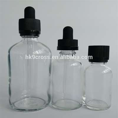 clear 30ml 60ml 100ml Boston round glass dropper bottle for essential oil