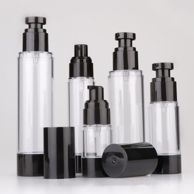 15 30 50 ml black plastic PP airless lotion cosmetic oil pump bottle